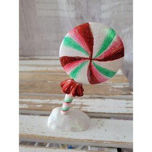 Candy cane gingerbread large home Xmas decor as is sparkle glitter